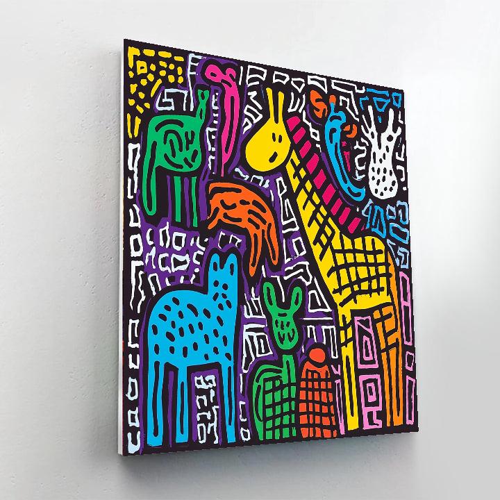 Keith Haring Inspired Kaleidoscope Wildlife  Paint By Number