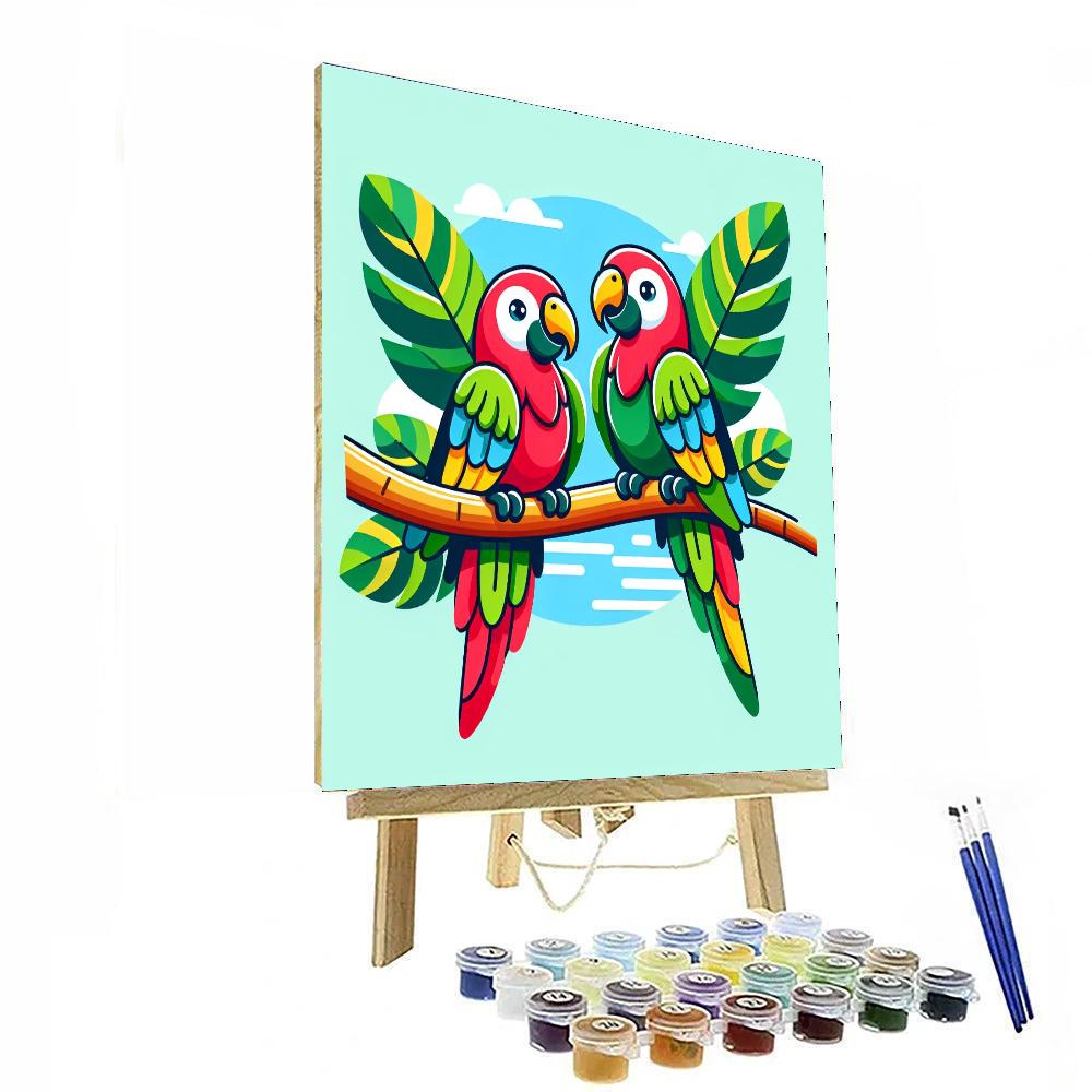 Perky Parrots Paint By Numbers Art