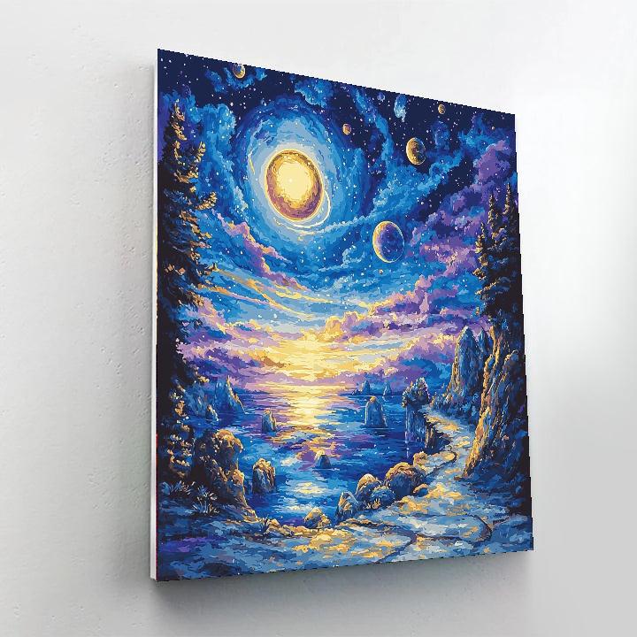 René Magritte Inspired Stellar Horizons  Painting Number Kit