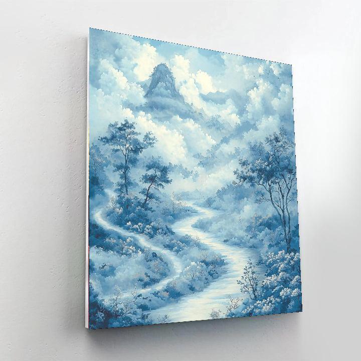 Utagawa Hiroshige Inspired Tranquil River Of Clouds  Number Painting