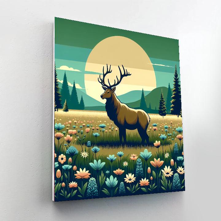 Enchanted Elk Meadow Number Painting