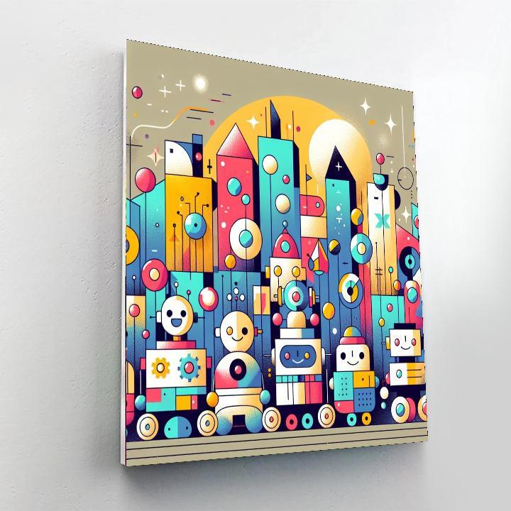 Funky Robot Parade Painting Number Kit
