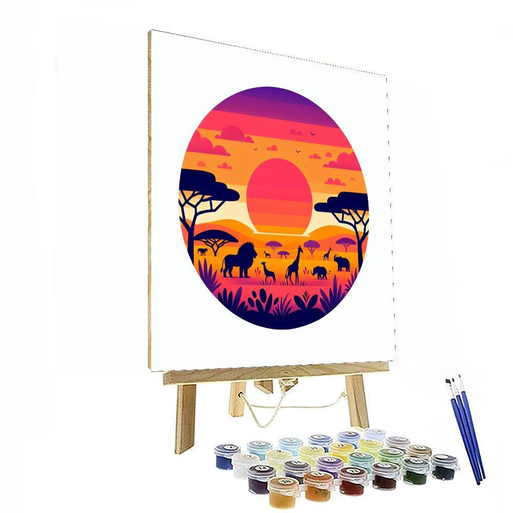 Savanna Sunset Safari Number Painting