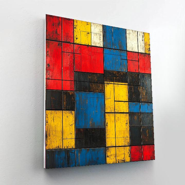 Mondrian Inspired Abstract Urban Rhythm  Number Painting