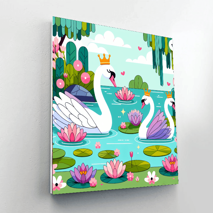 The Royal Ball With Elegant Swans Paint By Number
