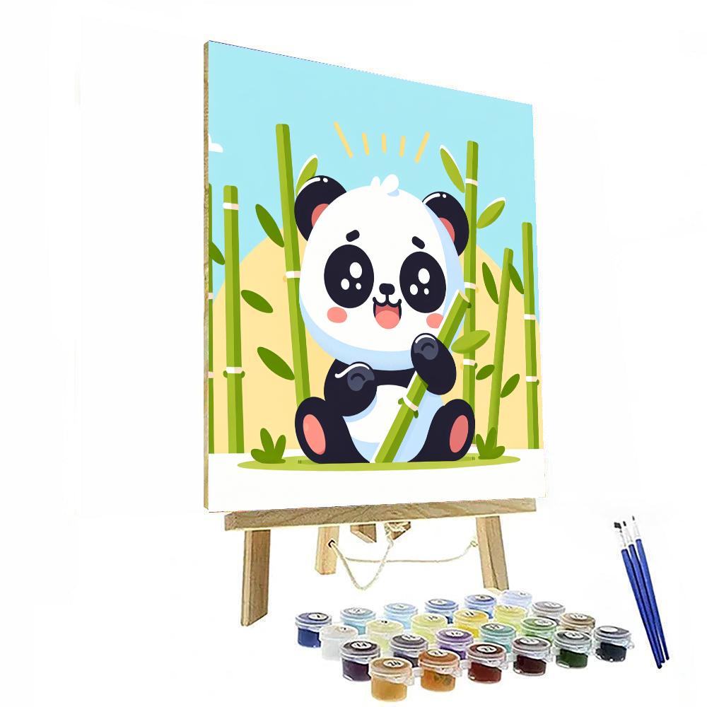 Playful Panda's Bamboo Grove Paint By Numbers Art