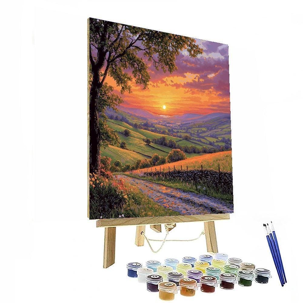 John Constable Inspired Rustic Countryside At Dusk  Paint By Number