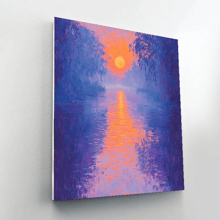 Claude Monet Inspired Twilight River Reflection  Numbered Painting Kits