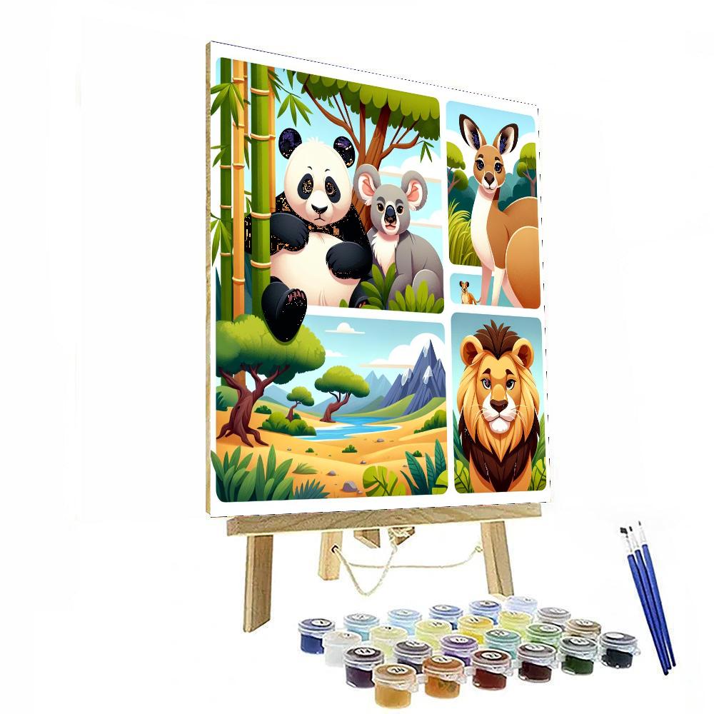 Animal Friends Around The World Numbered Painting Kits