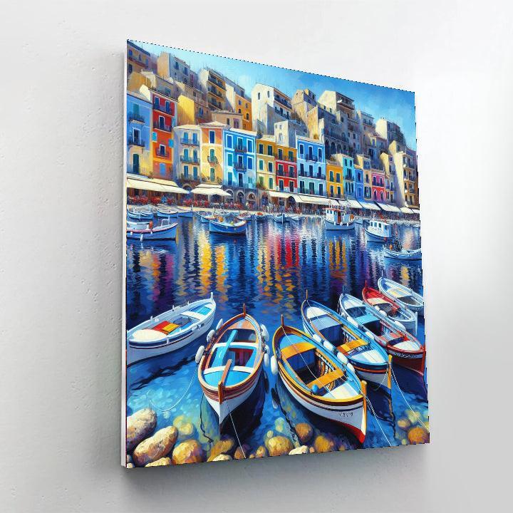 Colorful Mediterranean Harbor DIY Paint By Numbers