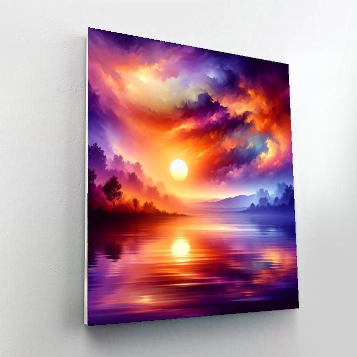 Vivid Sunset Over Water DIY Paint By Numbers