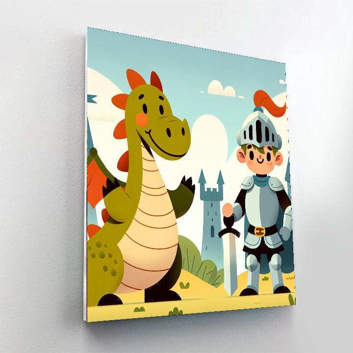 Knight's Dragon Encounter Paint By Numbers Art