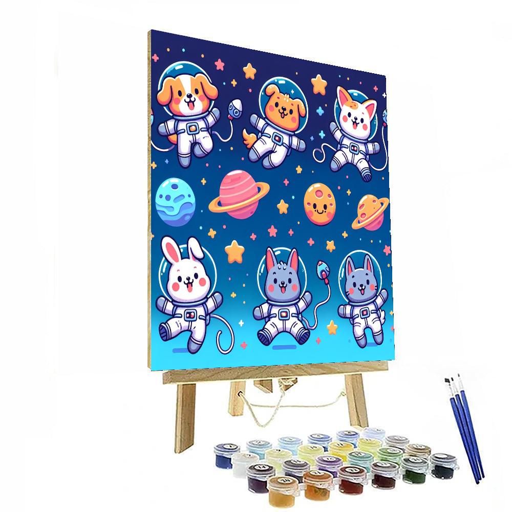 Funny Animal Space Adventure Painting By Numbers Kit