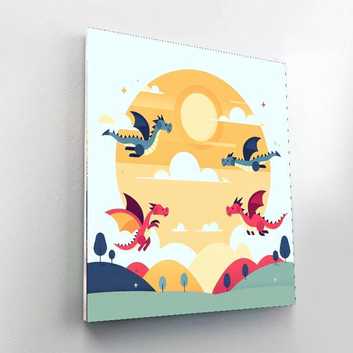 Playful Dragons DIY Paint By Numbers