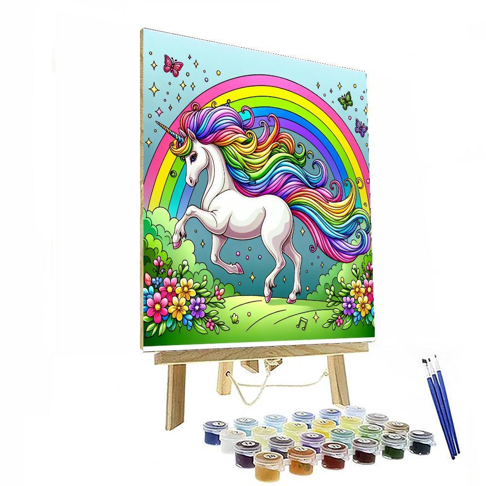 Rainbow Unicorn Land Paint By Numbers Art