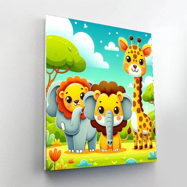Safari Adventure With Cute Animals Paint By Color