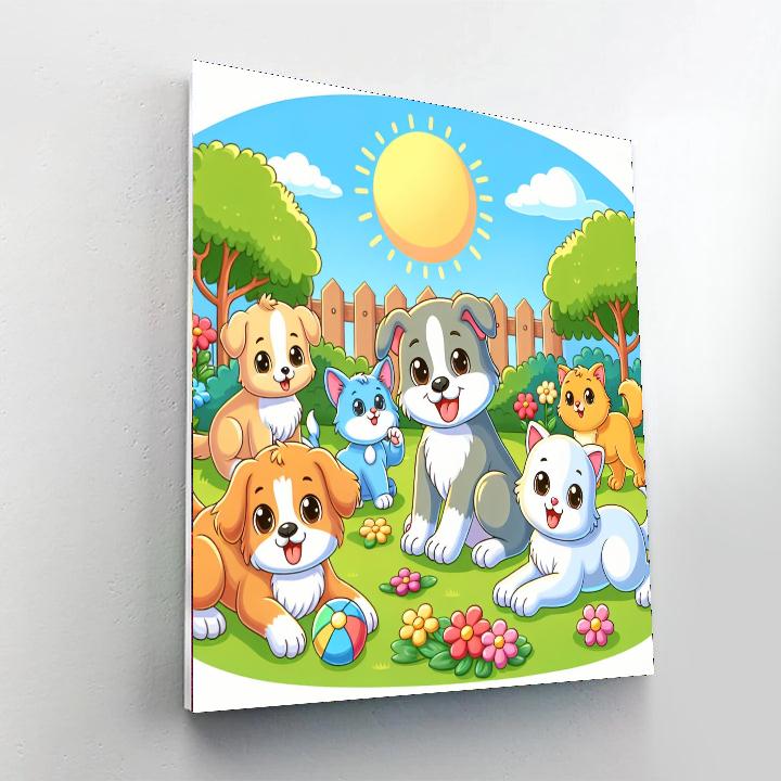 Cuddly Pets At Play Paint By Numbers