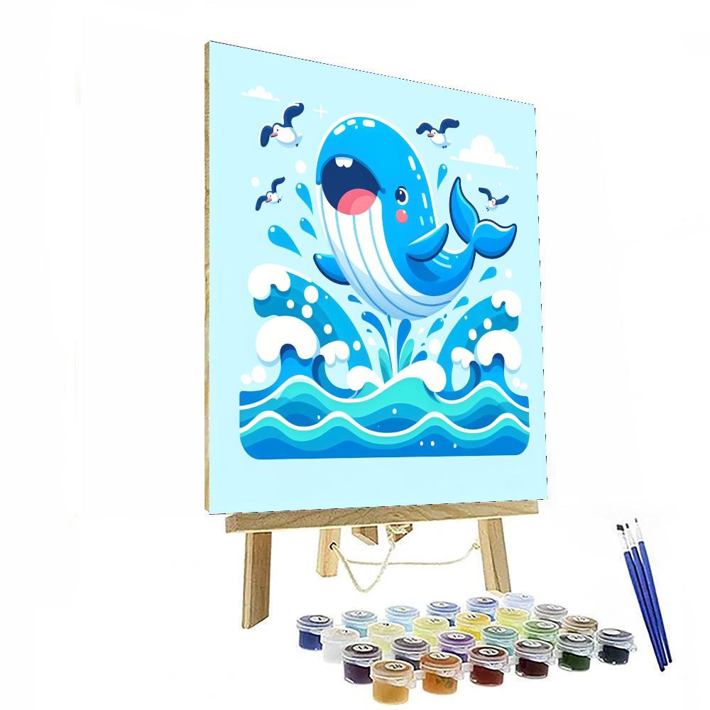 Cheerful Whale Splash Numbered Painting Kits