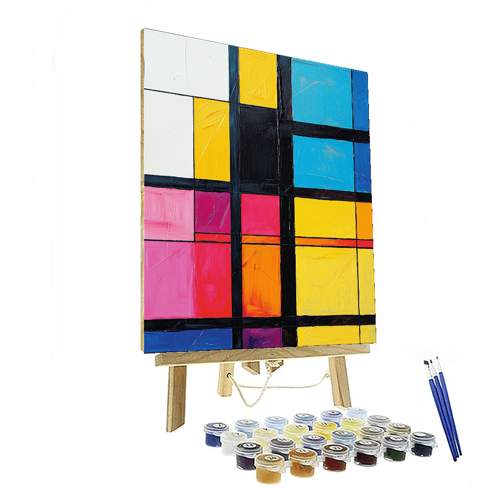 Mondrian Inspired Geometric Abstraction - DIY Painting By Numbers Kit