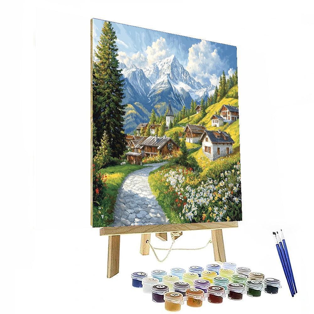 Albert Bierstadt Inspired Enchanting Alpine Village  Paint By Numbers