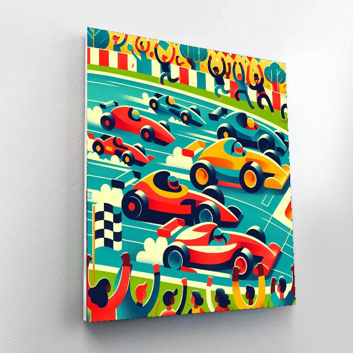 Rainbow Race Cars Paint By Numbers Art