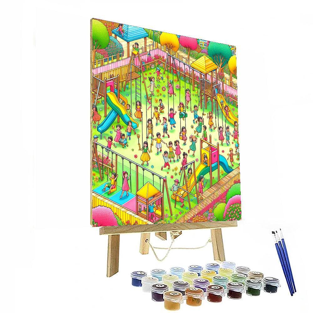 Joyful Children At Play Paint By Numbers Art