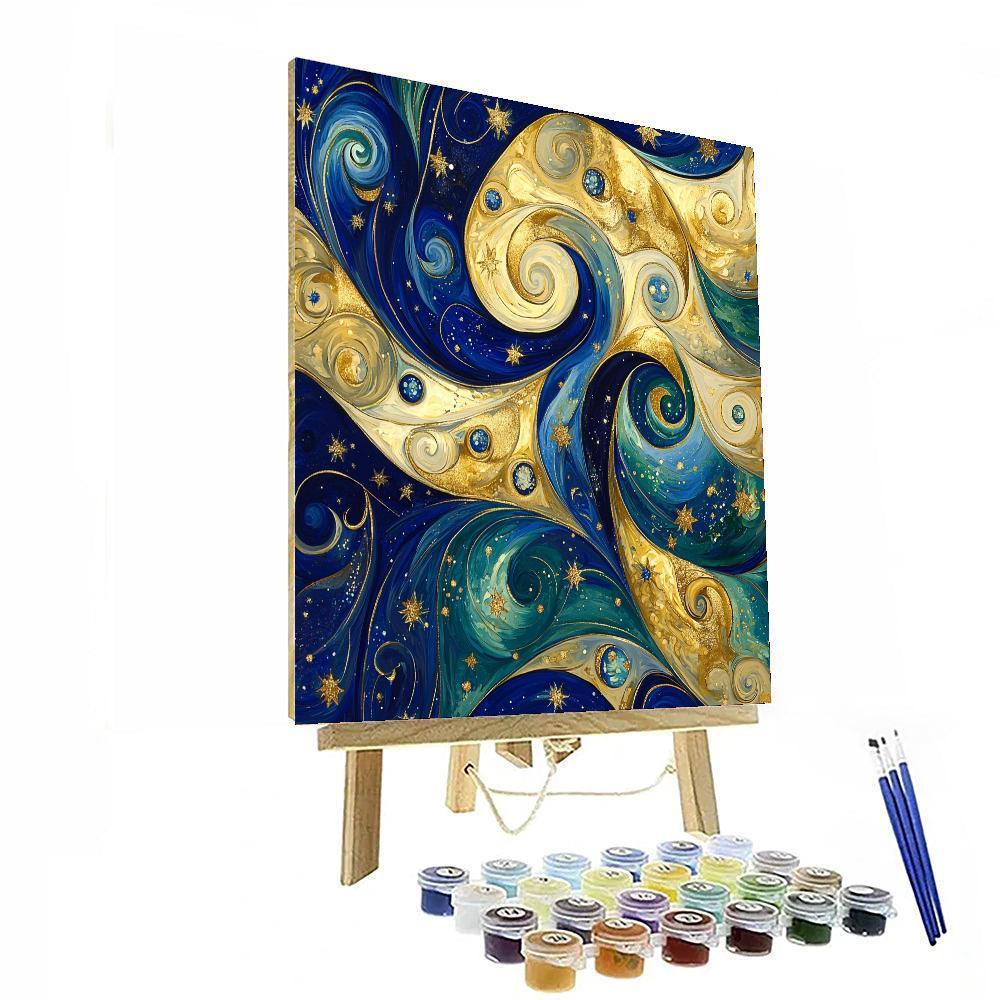 Gustav Klimt Inspired Celestial Tapestry Of Harmony  Paint By Numbers Art