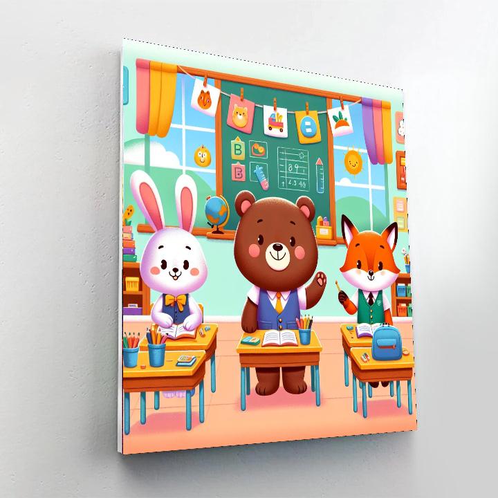 Charming Animal School Paint By Numbers Art