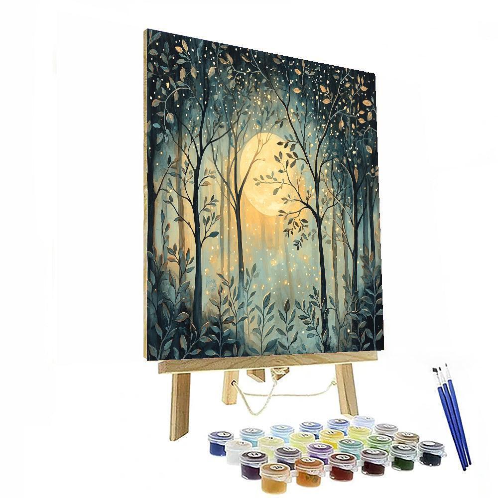 Nandalal Bose Inspired Harmony Of The Moonlit Forest  Paint By Number