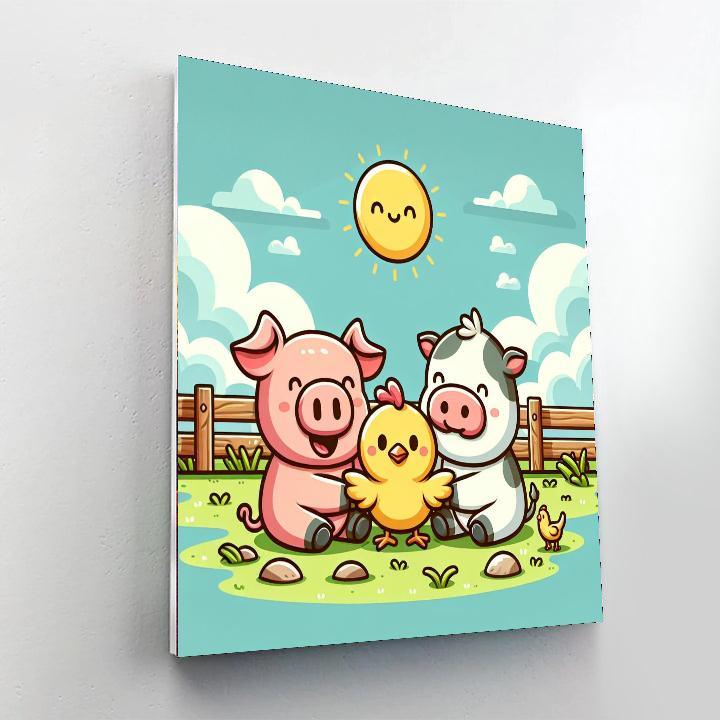 Cuddly Farm Animals Paint By Color