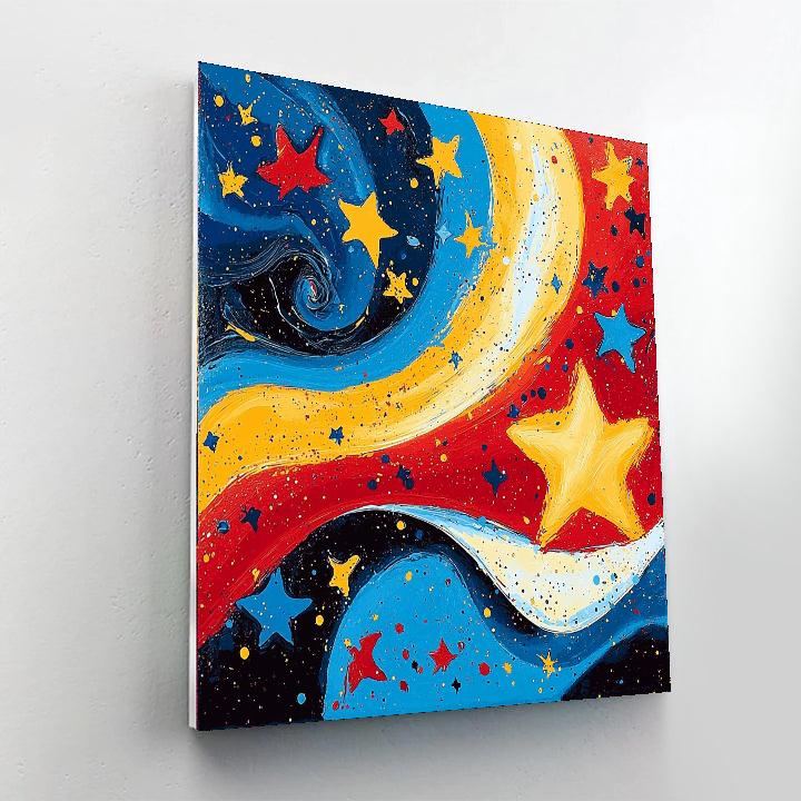 Joan Miró Inspired Whimsical Starscape  Paint By Color