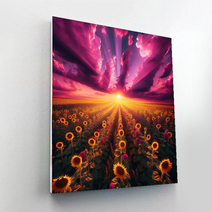 Magenta Sunflower Fields Painting By Numbers Kit