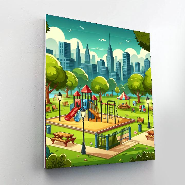 Vibrant City Park Playtime Numbered Painting Kits