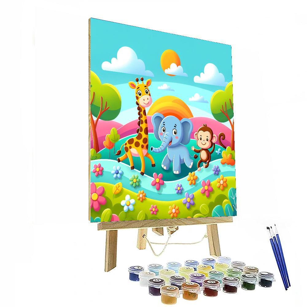 Colorful Animal Adventure Painting By Numbers Kit
