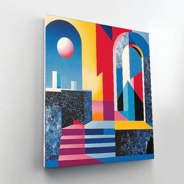 Frank Stella Inspired Geometric Urban Fantasy  Paint By Color