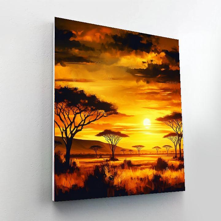 Golden Savannah Dusk Painting By Numbers Kit