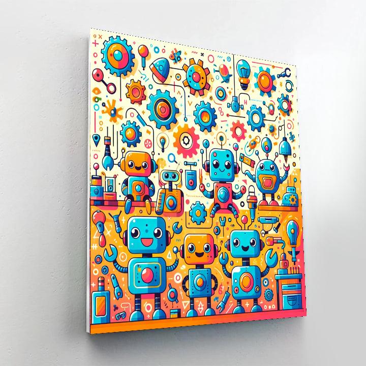 Cheerful Little Robots Numbered Painting Kits