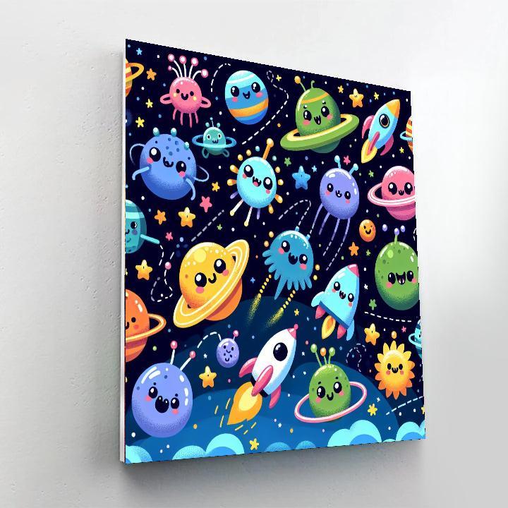 Colorful Outer Space Adventure Paint By Numbers Art