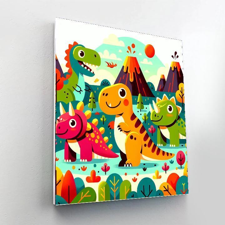 Cheerful Dinosaurs Numbered Painting Kits