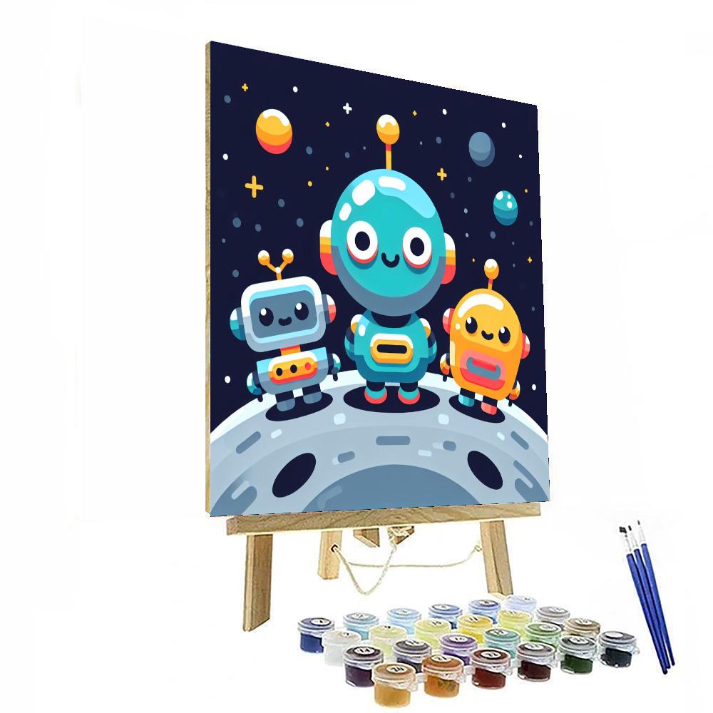 Galactic Robot Friends Paint By Numbers Art
