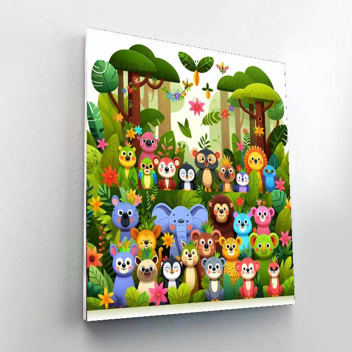 Joyful Rainforest Escape Paint By Numbers Art