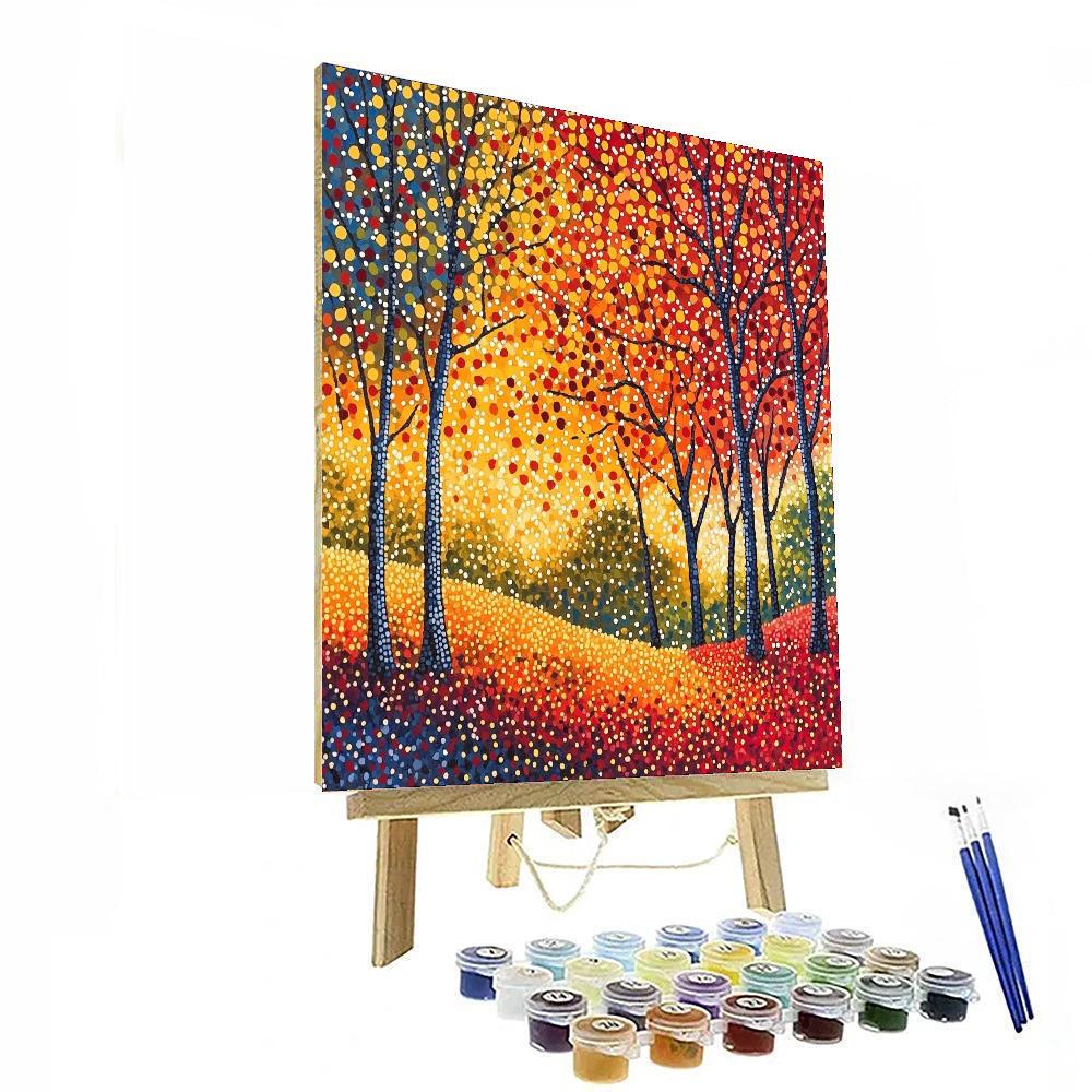 Georges Seurat Inspired Whimsical Autumn Glow  Paint By Numbers Art