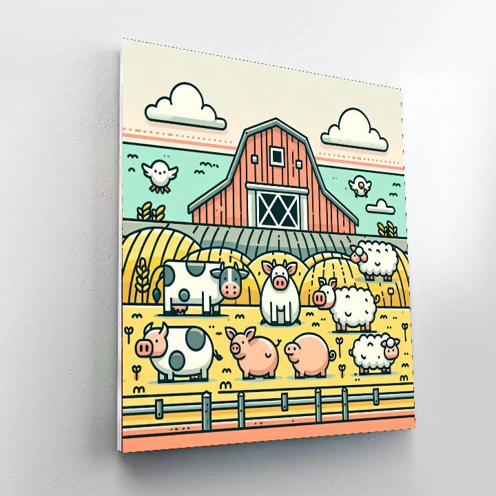 Cozy Farmyard Scene Paint By Color