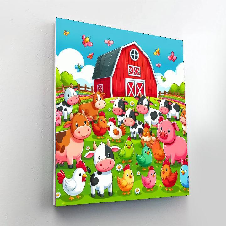 Vibrant Farmyard Scene Numbered Painting Kits