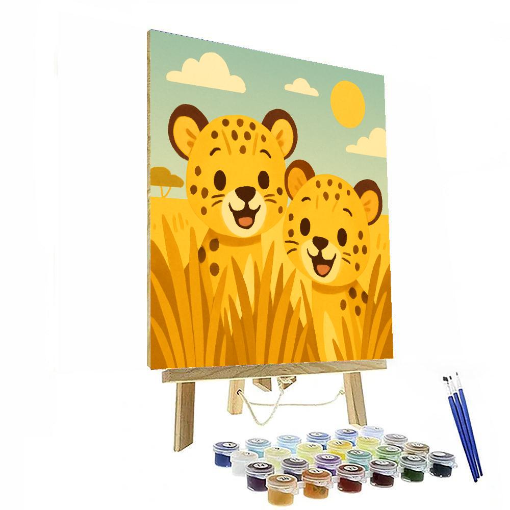Curious Cheetah Cubs Paint By Numbers Art