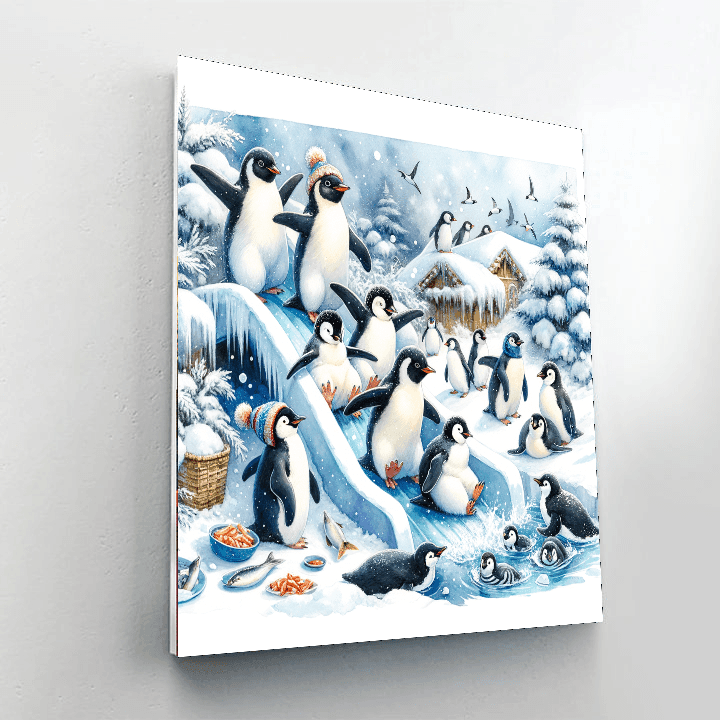 Penguin Playtime Paradise - DIY Painting By Numbers Kit
