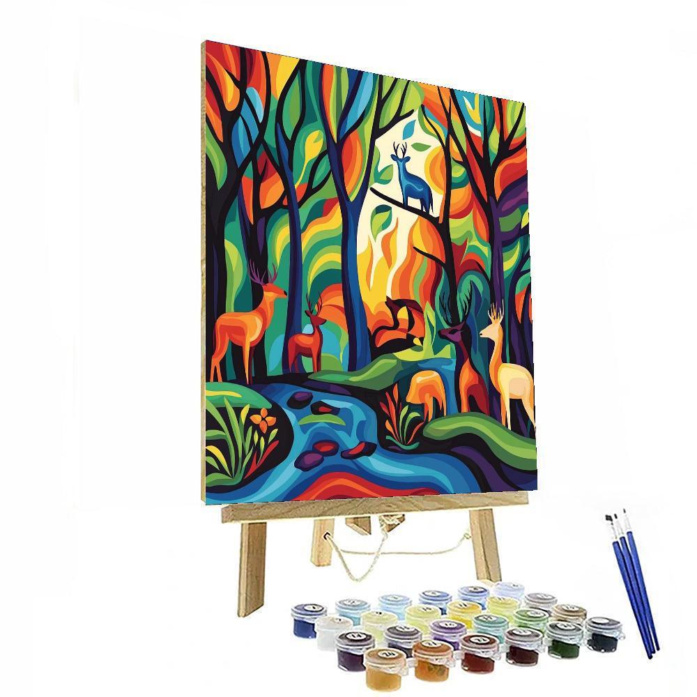 Franz Marc Inspired Forest Fauna Festivity  Paint By Numbers