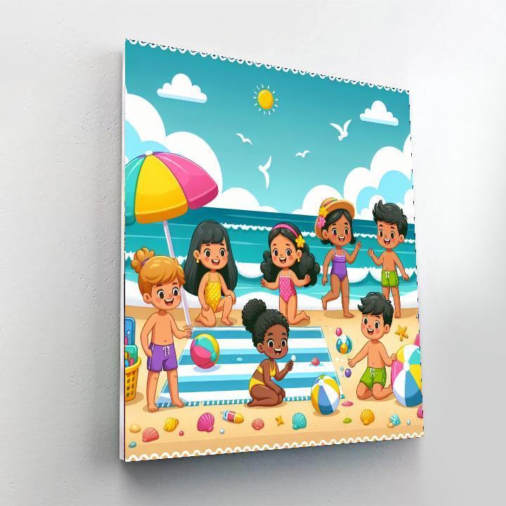 Playful Beach Day Number Painting