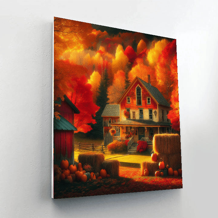 Cozy Autumn Farmhouse Painting Number Kit