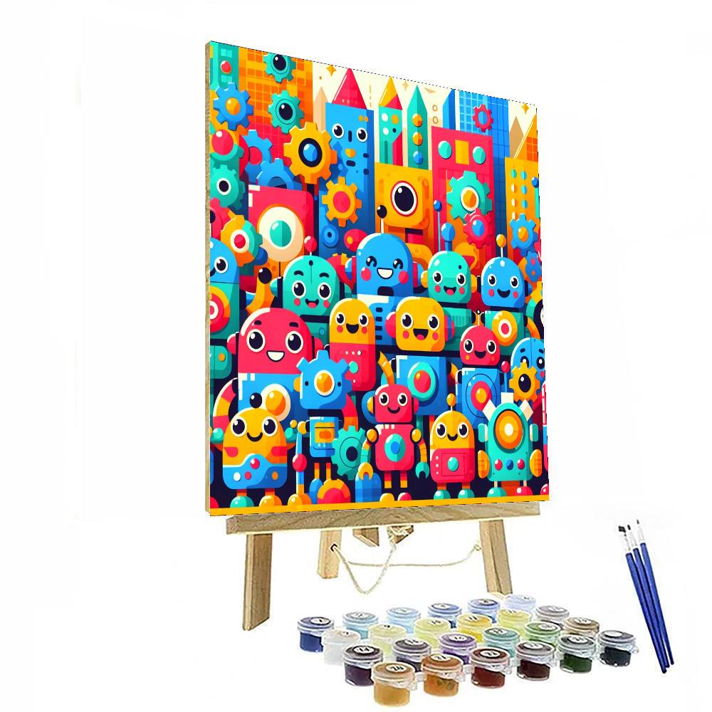 Happy Robots Paint By Numbers Art